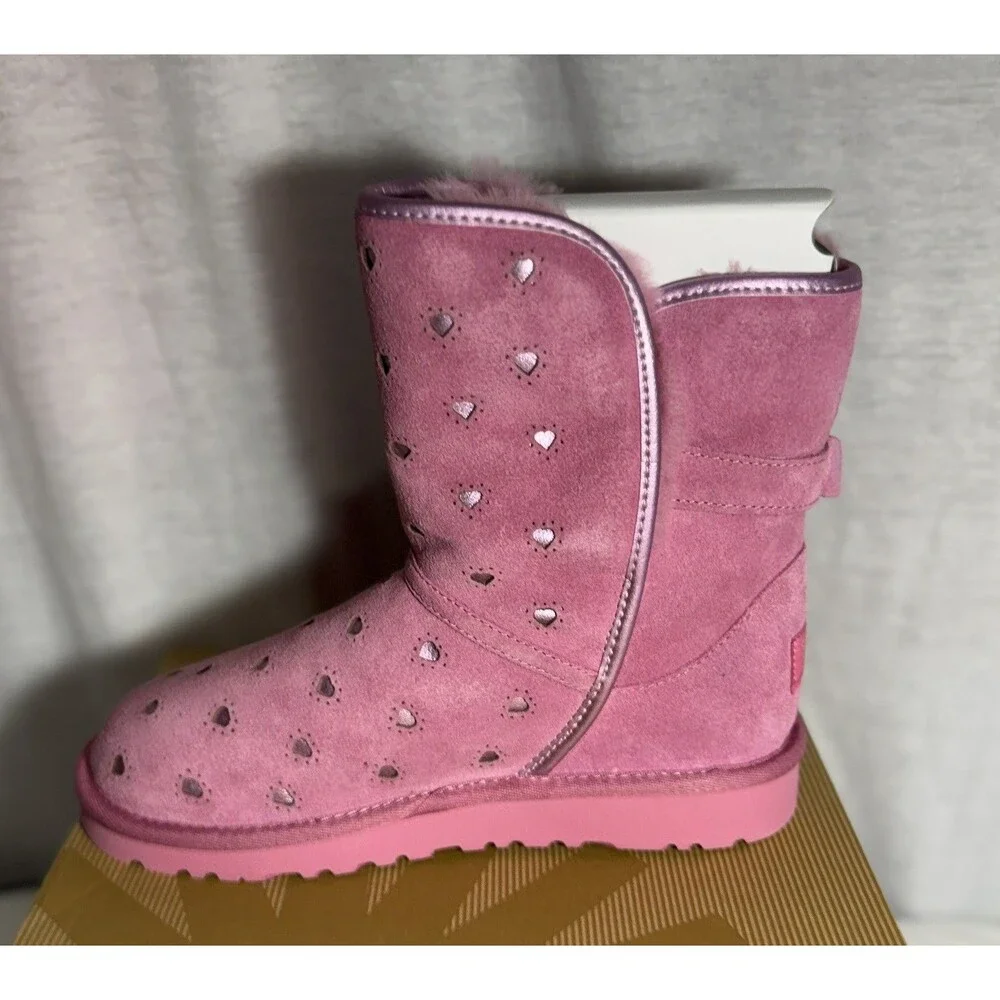 Brand NEW NIB UGG Kids Youth Girls Joleigh Glitter Bow Boots Size 3 Pink Rose